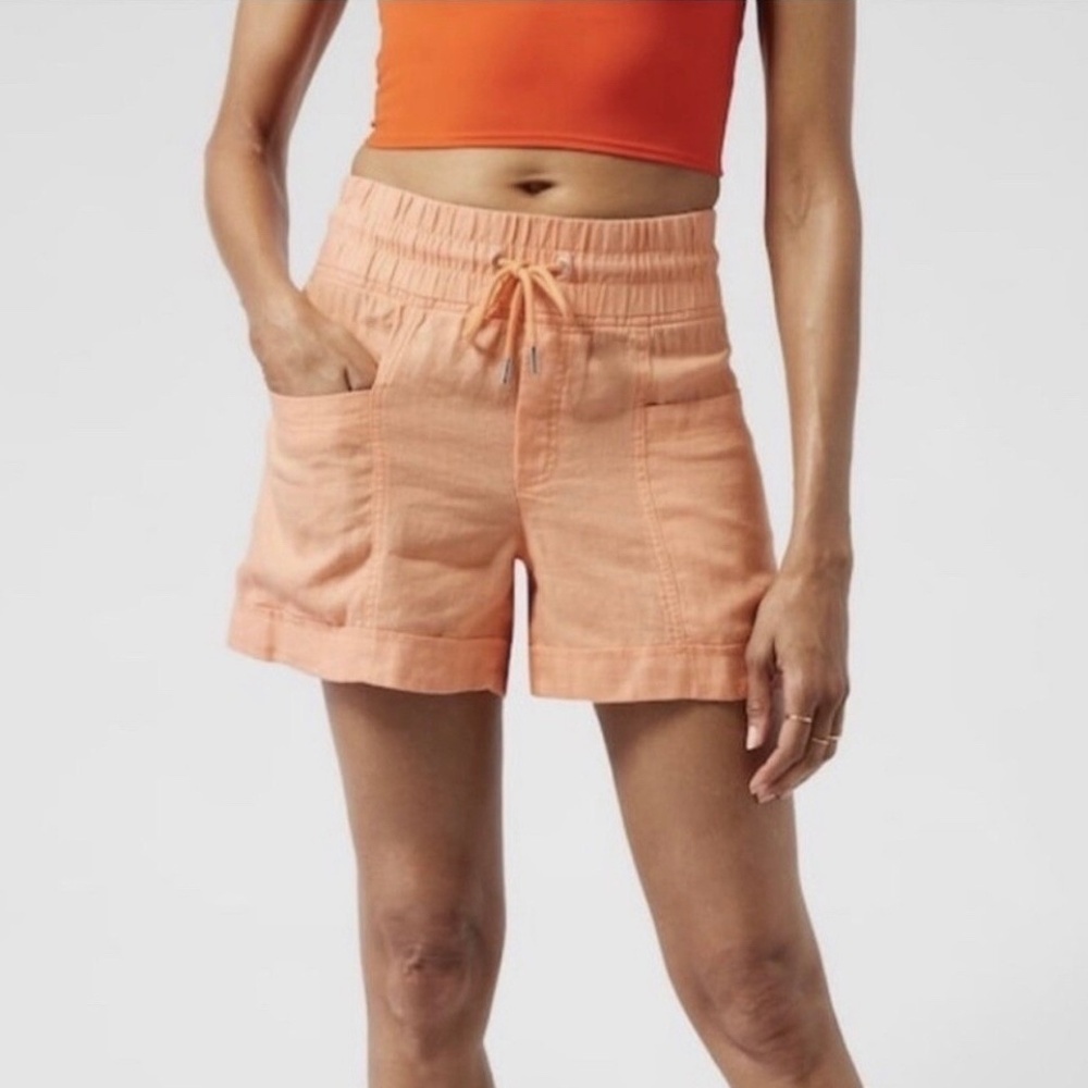 Athleta Cabo 4” 100% Linen Shorts